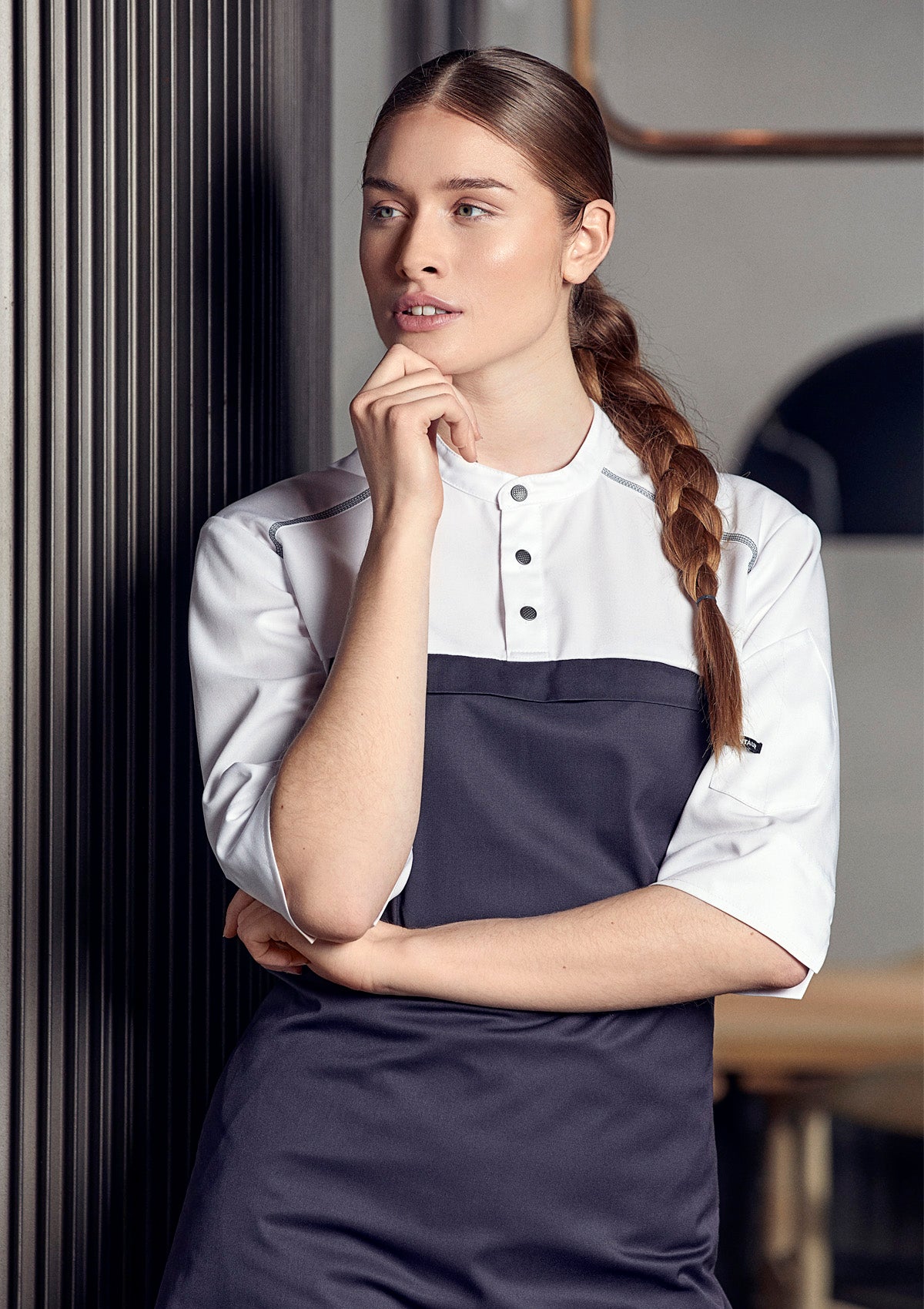Veste de Chef Hybride avec Tablier Intégré Manches 3/4 Unisexe
