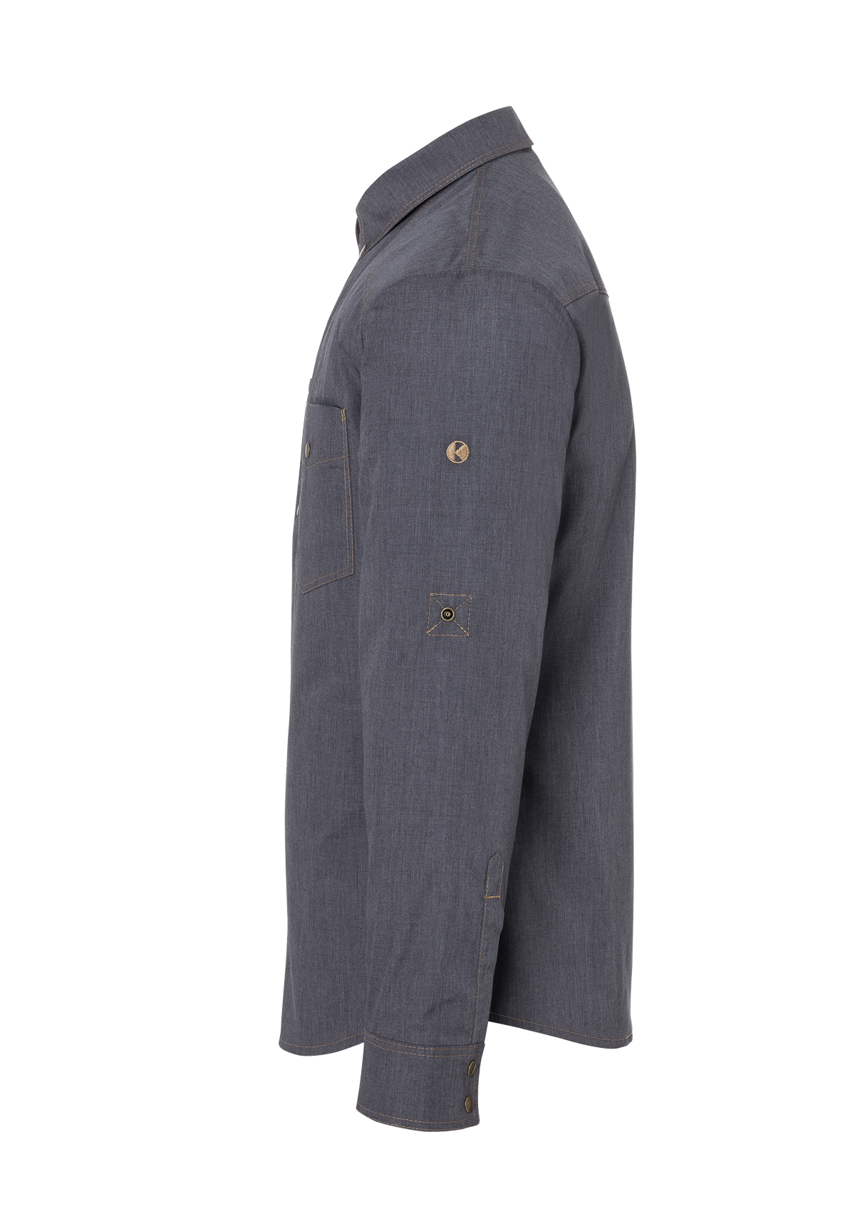Herren Kochhemd Jeans-Stil Button-Down Langarm