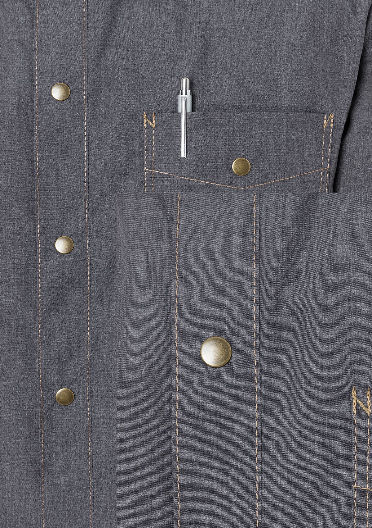 Herren Kochhemd Jeans-Stil Button-Down Langarm