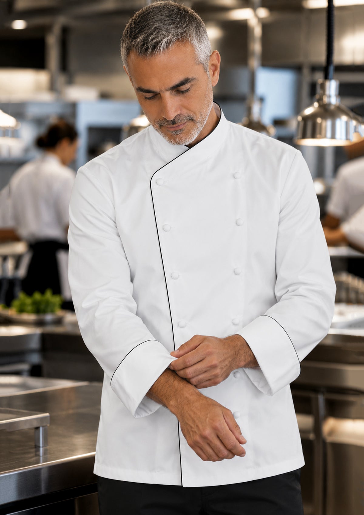 Giacca da Chef Esclusiva Uomo in Tessuto Batavia Extra Fine Maniche Lunghe