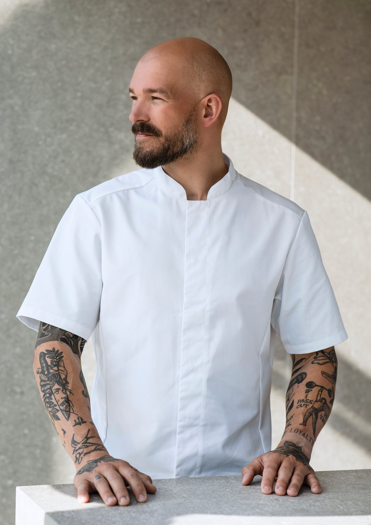 Herren Kochhemd Slim Fit Kurzarm