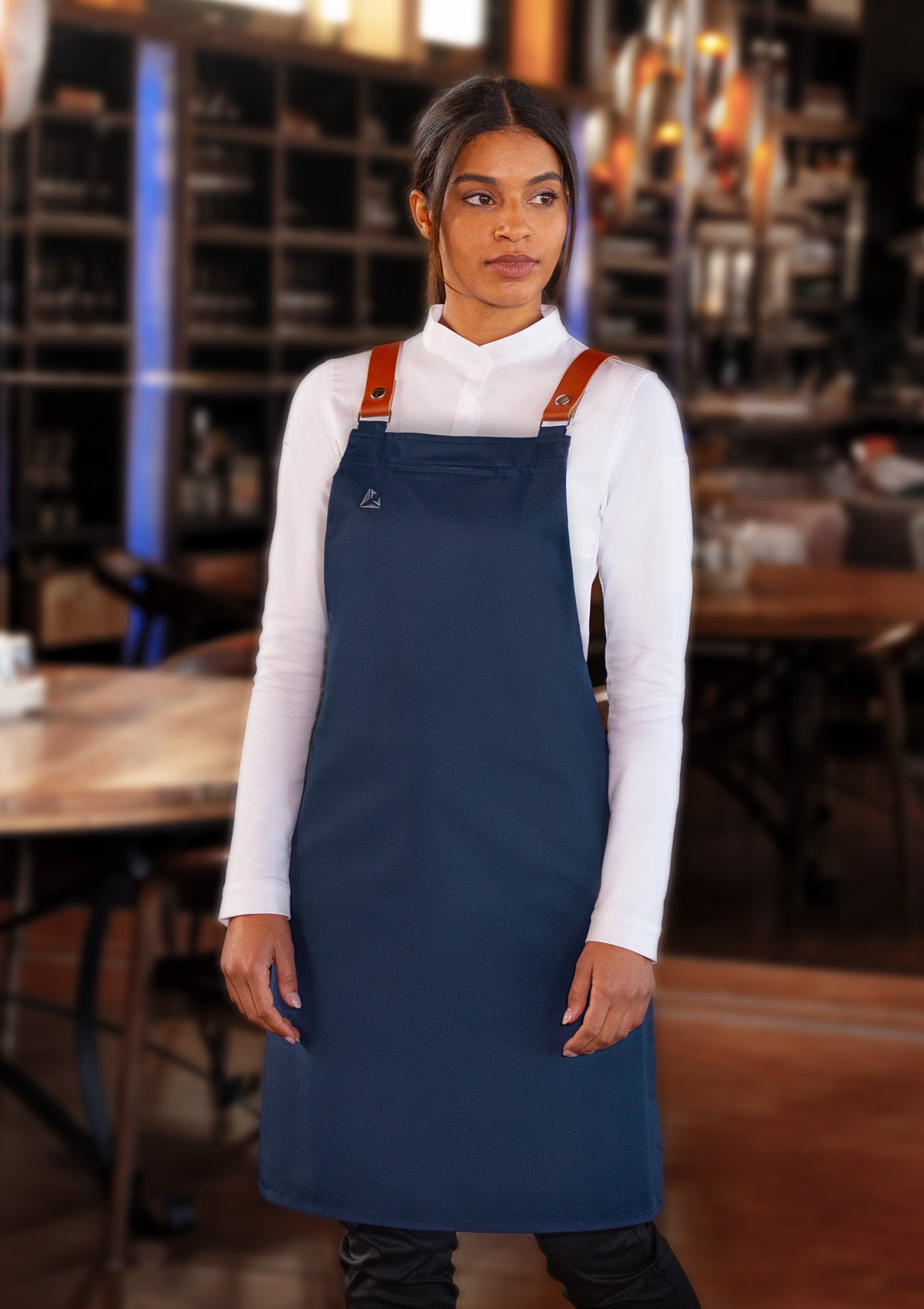 Latzschürze mit Echtleder-Trägern Unisex