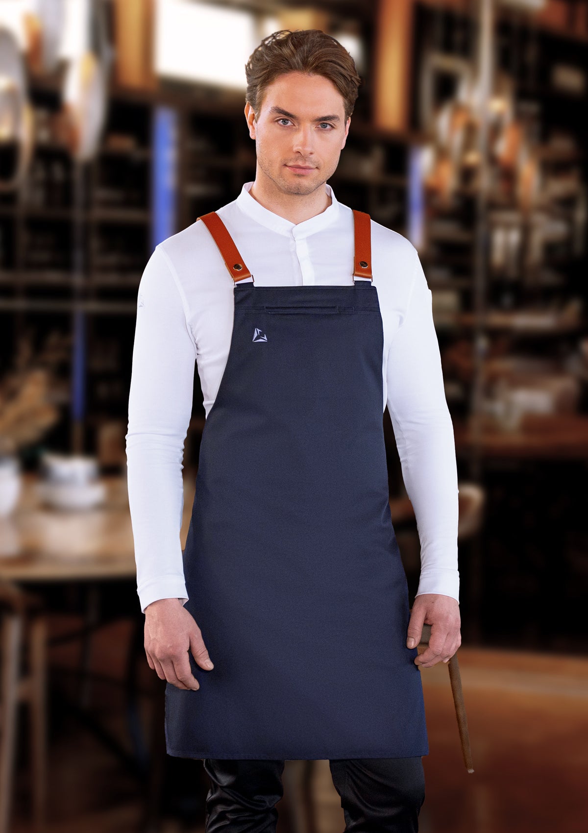Latzschürze mit Echtleder-Trägern Unisex