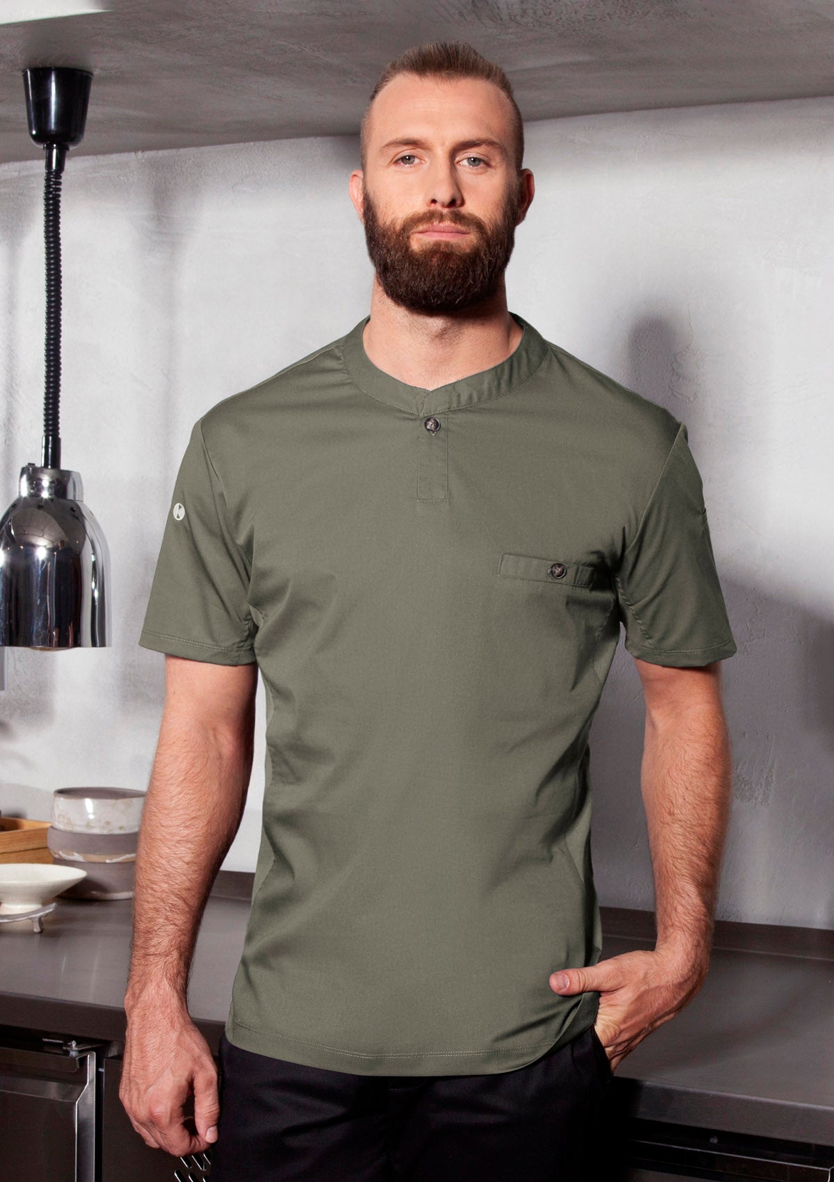 Herren Kochhemd Performance Slim-Fit Kurzarm